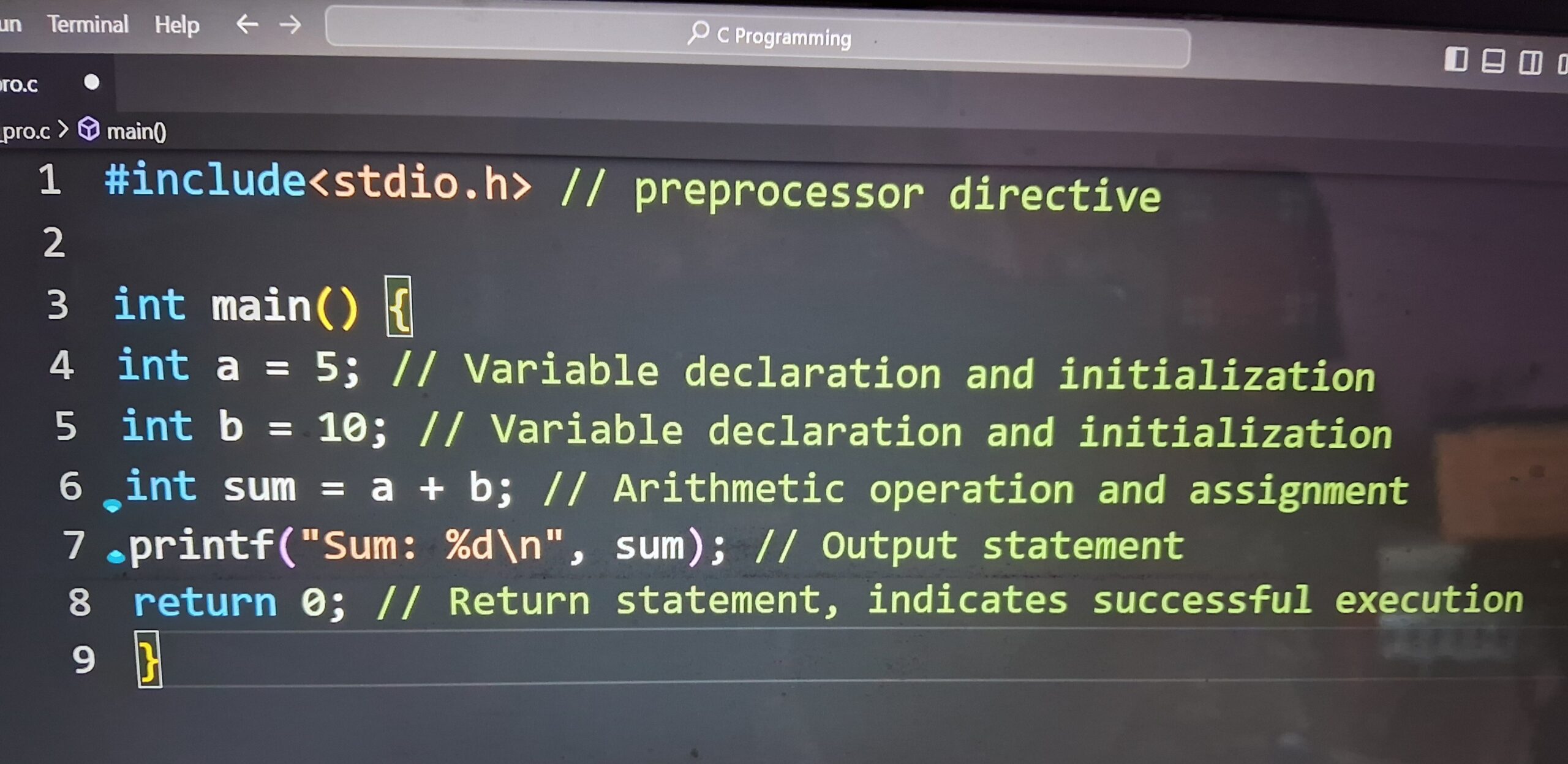 C programming execution image