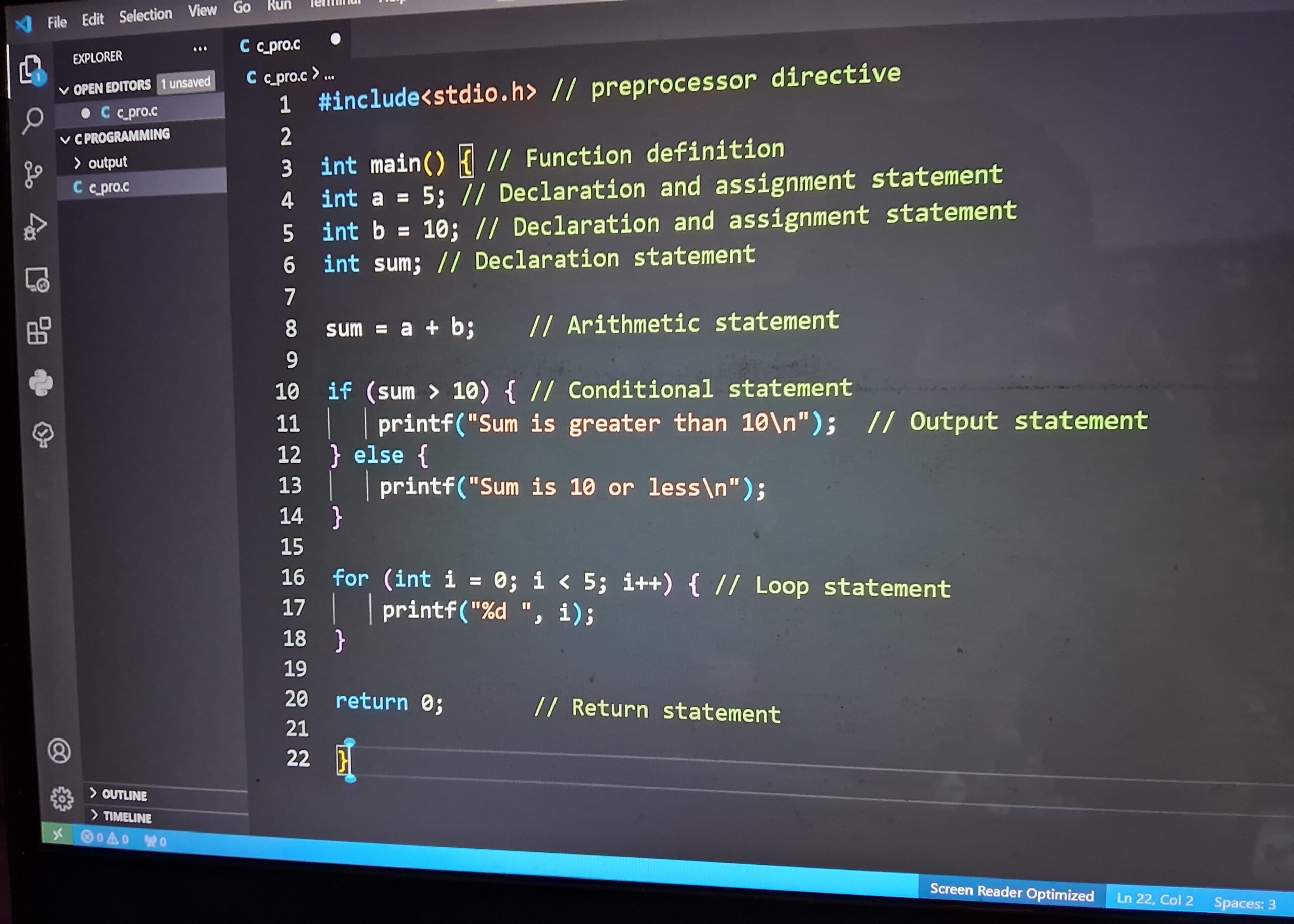 c programming statement